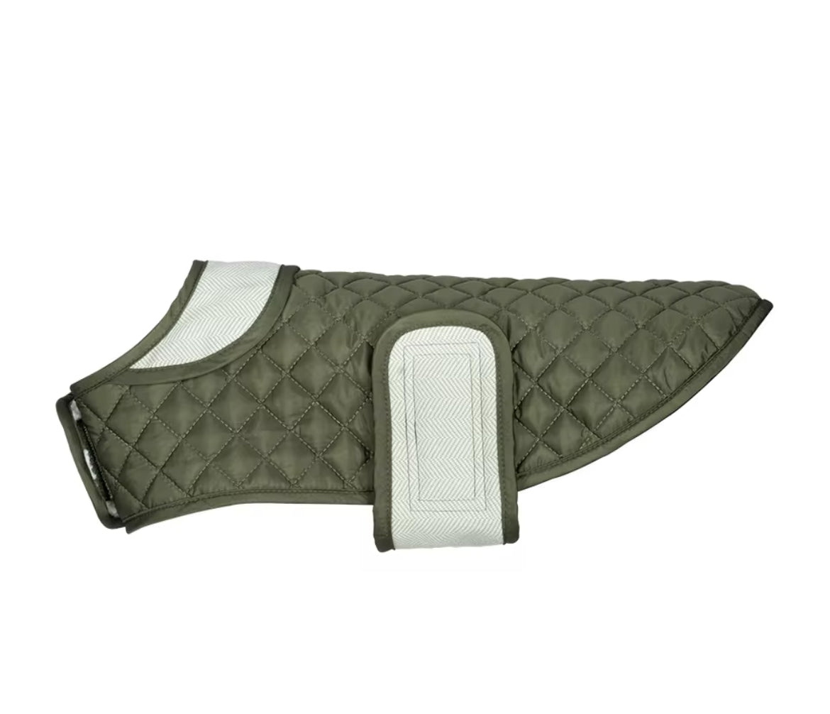 Cozy Plaid Quilted Dog Vest Green